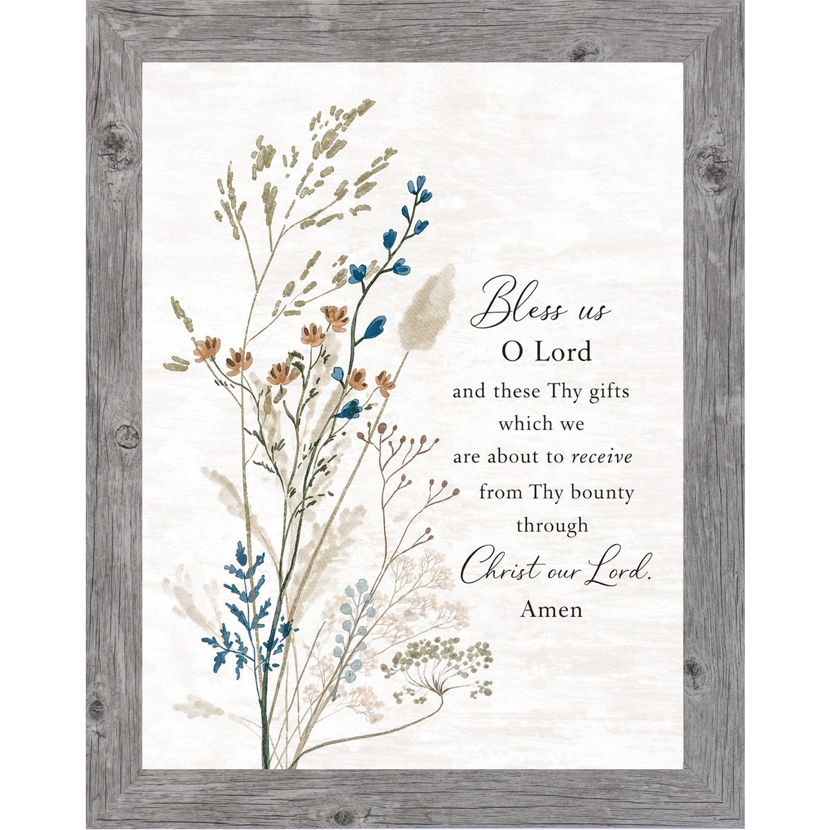 Bless Us O Lord Wall Art – Catholic Meal Prayer Wildflower Floral Christian Dining Room Decor (SA429)