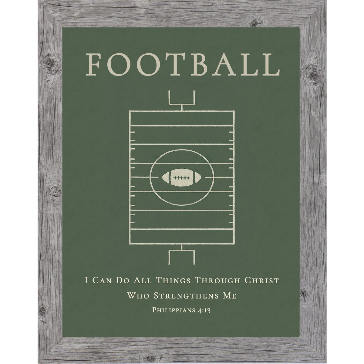 Football Wall Art – Philippians 4:13 Christian Football Decor – Boys Sports Room Wall Art (SB216)
