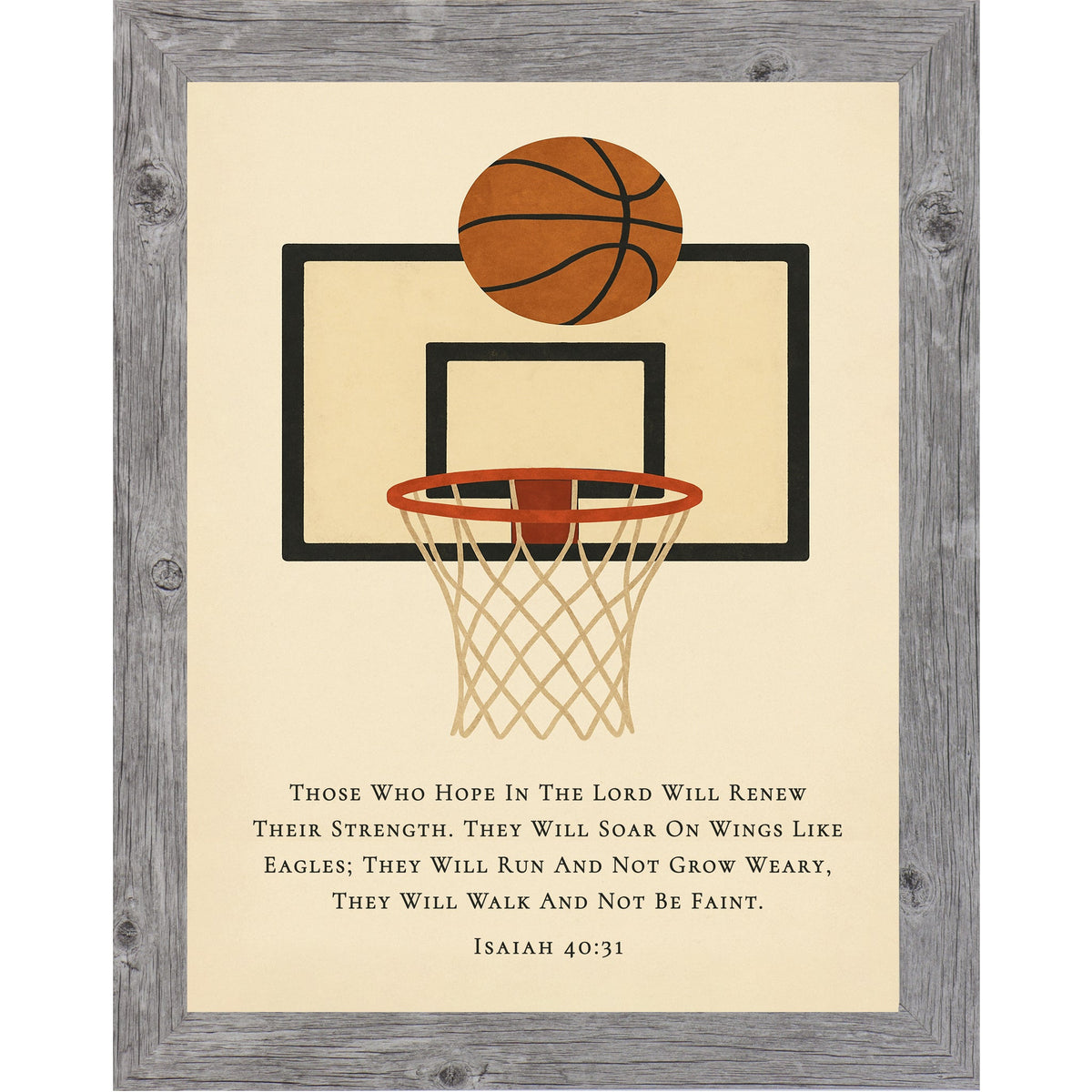 Isaiah 40:31 Basketball Hoop Wall Art – Christian Basketball Decor for Boys Room (SB210)