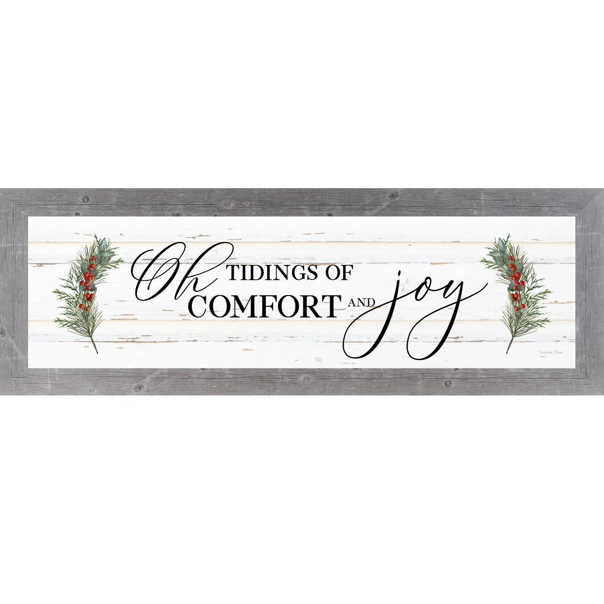 Oh Tidings of Comfort and Joy – Christian Christmas Wall Art, Winter Faith Decor, Framed Holiday Mantel Art (SS103656)