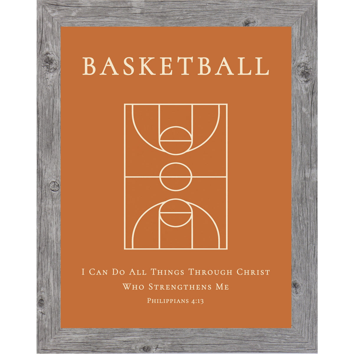 Philippians 4:13 Basketball Court Wall Art – Christian Basketball Decor for Boys Room (SB209)