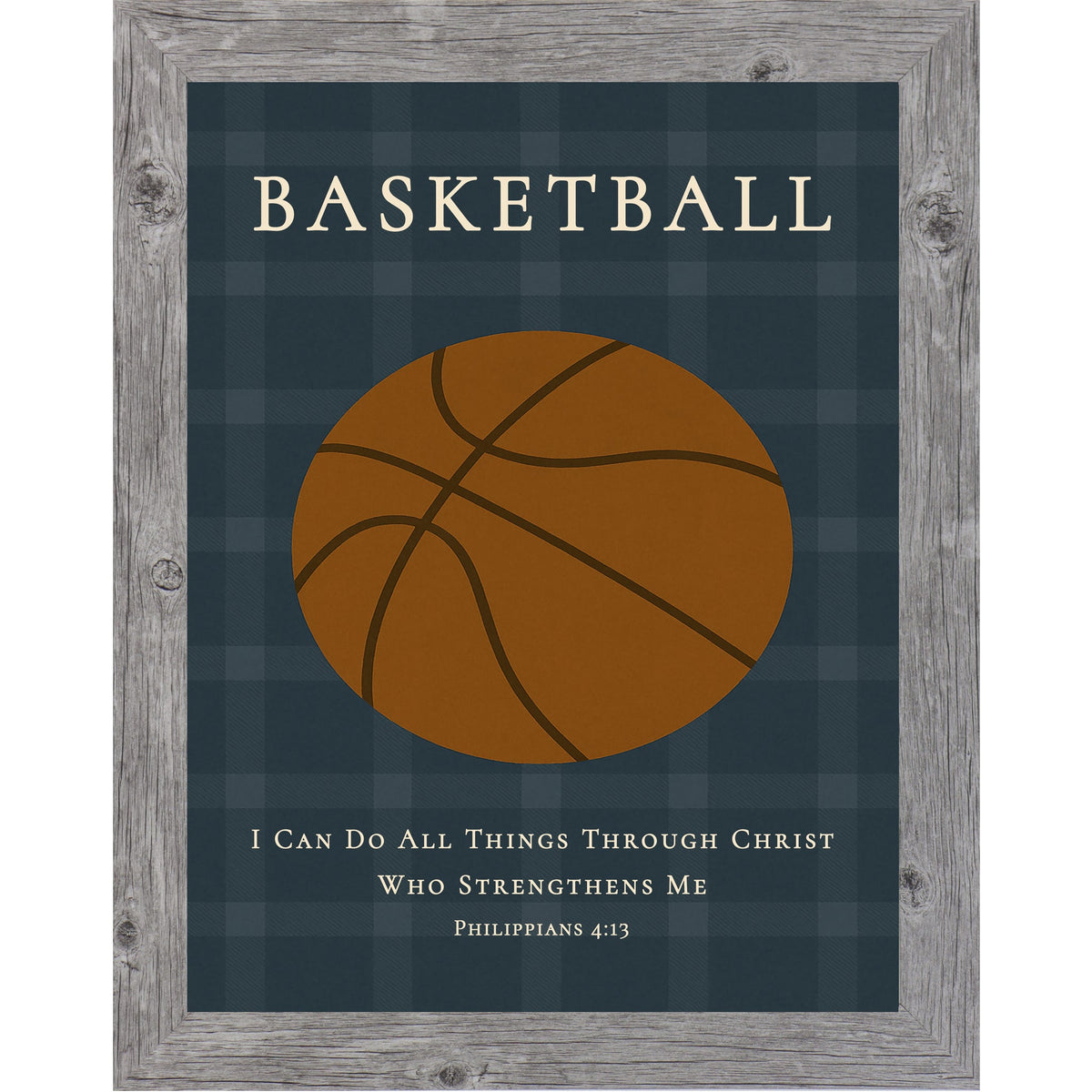 Philippians 4:13 Basketball Wall Art – Christian Basketball Decor for Boys Room or Sports Nursery (SB208)