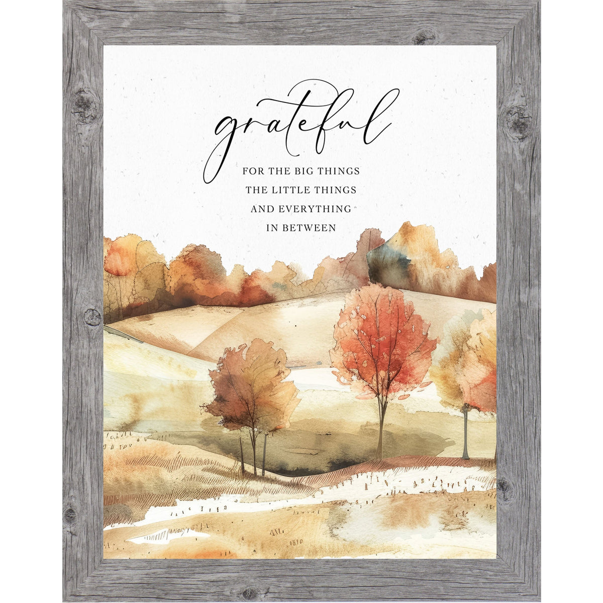 Grateful for the Big Things Wall Art – Watercolor Autumn Hills Fall Living Room Decor (NS361)