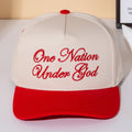 ONE NATION UNDER GOD Message Embroidered Five Panel Canvas Snapback Baseball Cap