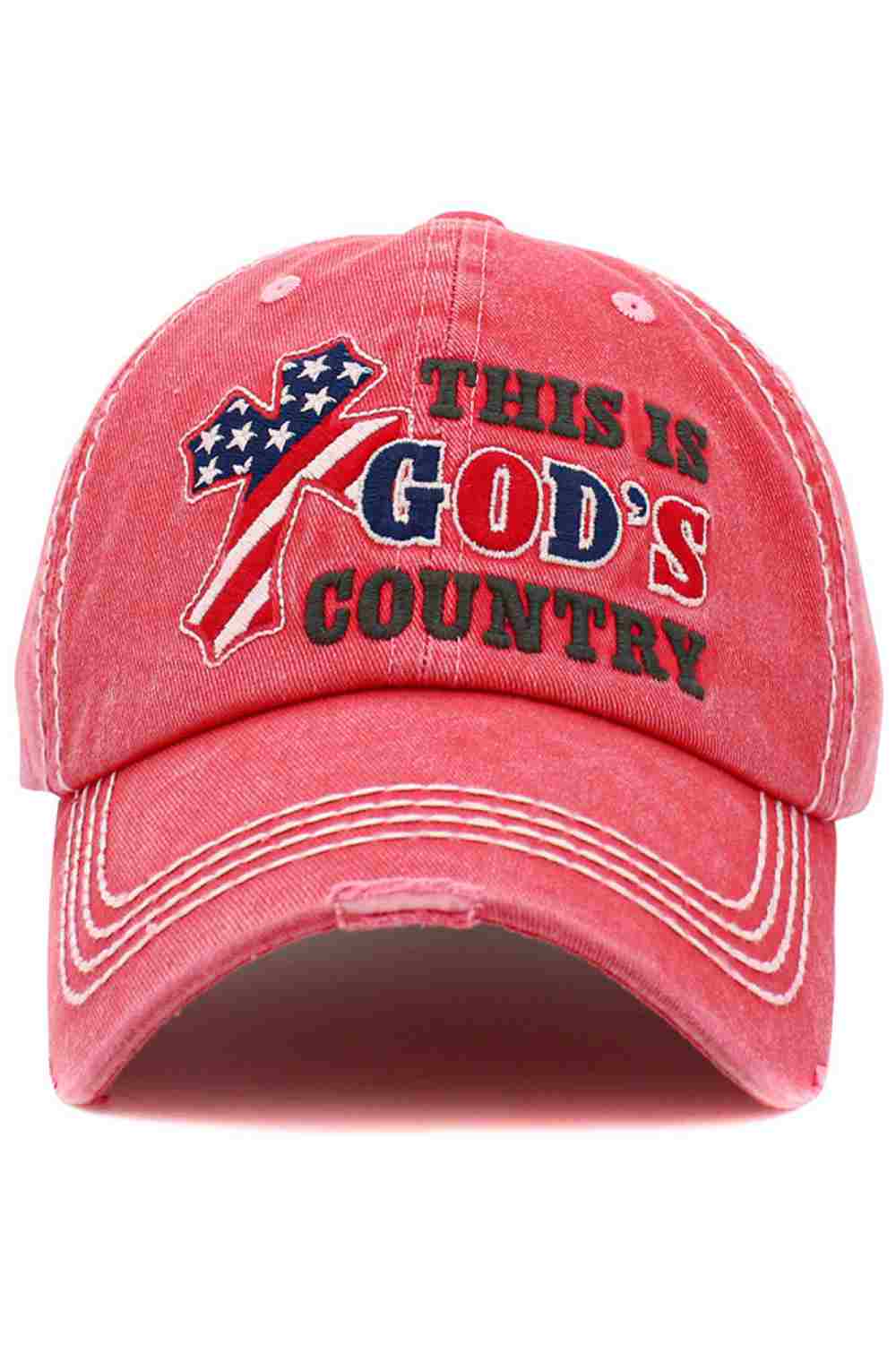 THIS IS GOD'S COUNTRY American Flag Cross Vintage Ballcap