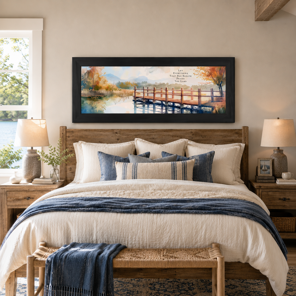 Let Everything That Has Breath Praise The Lord Wall Art – Autumn Pier Wide Landscape (SB944)