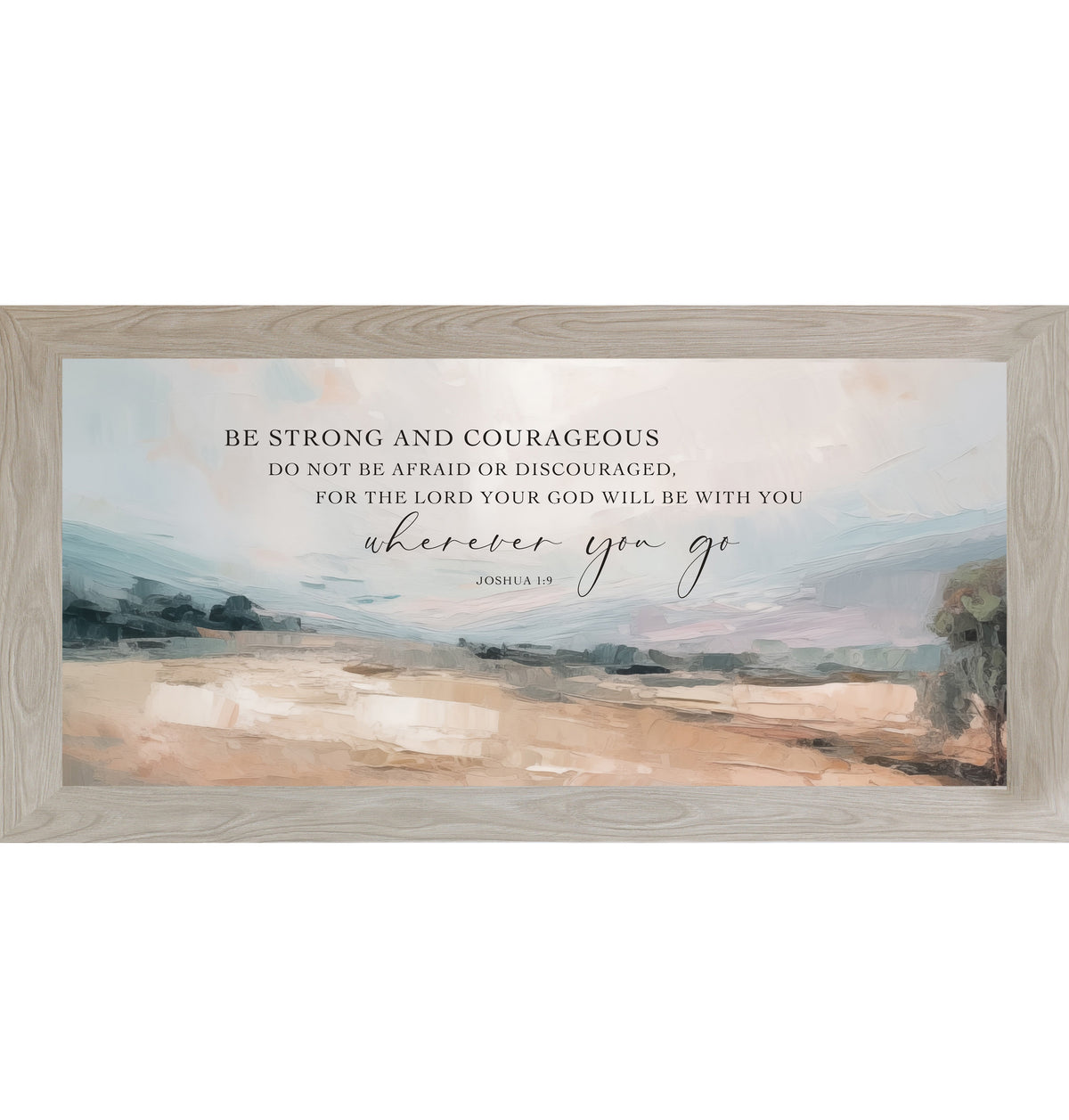 Be Strong and Courageous Wall Art – Joshua 1:9 Terracotta Landscape Wide Christian Decor (SB759)