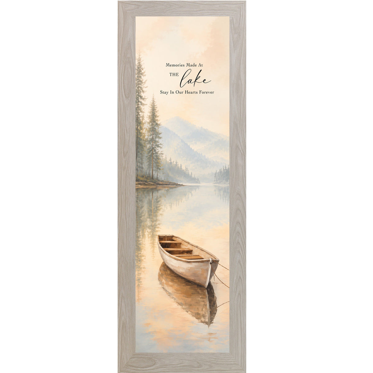 Memories Made At The Lake Wall Art – Watercolor Rowboat Narrow Portrait Lake Decor (SB939)