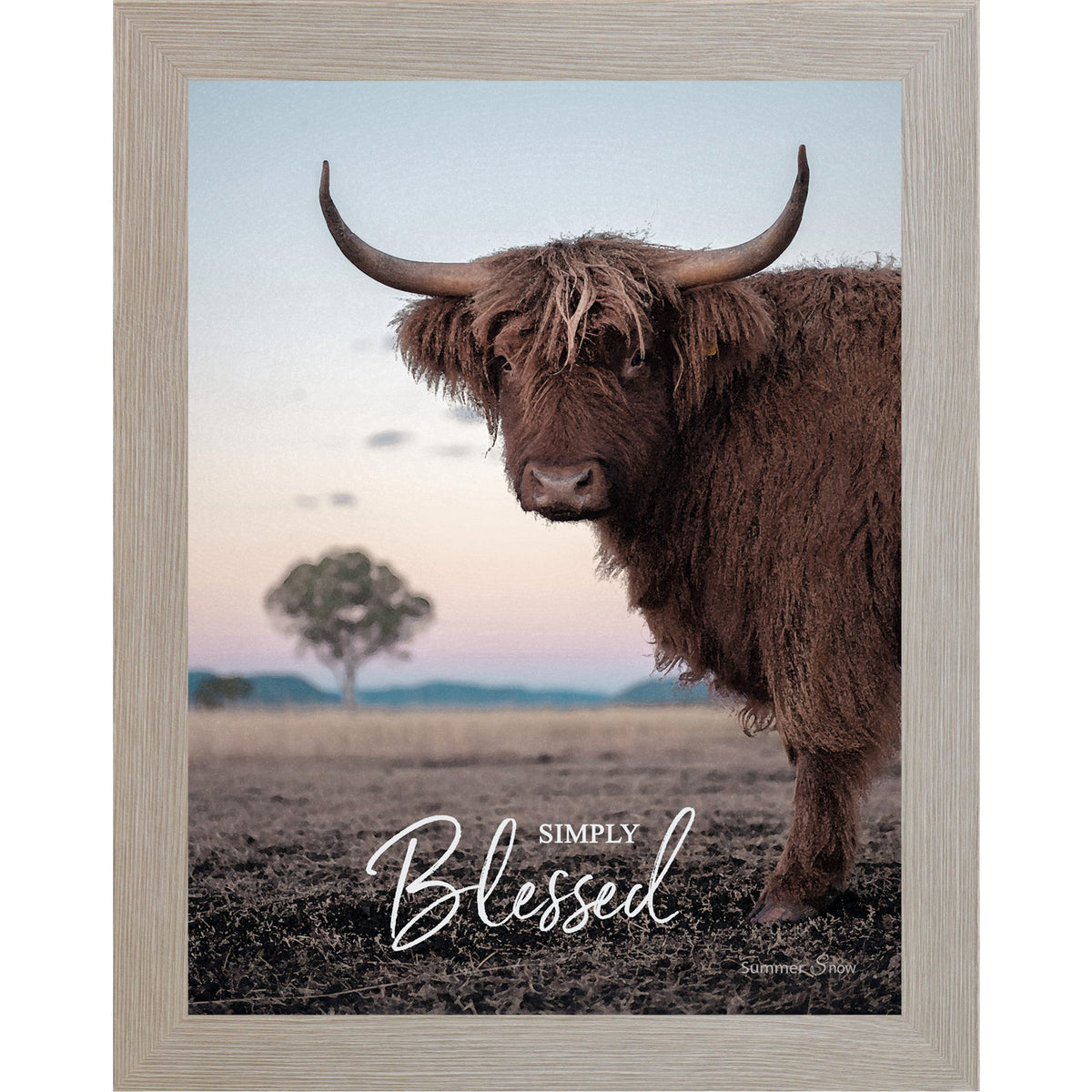 Simply Blessed Wall Art – Highland Cow Twilight Portrait Farmhouse Decor (SSW4)