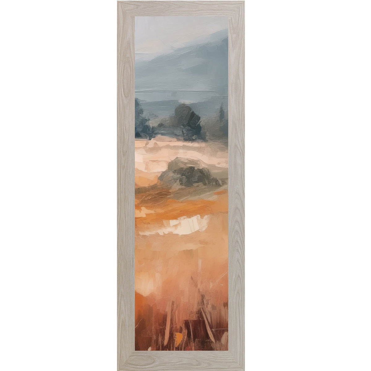 Terracotta Abstract Landscape Wall Art – Warm Orange Field Narrow Portrait Scenic Decor (SB935)
