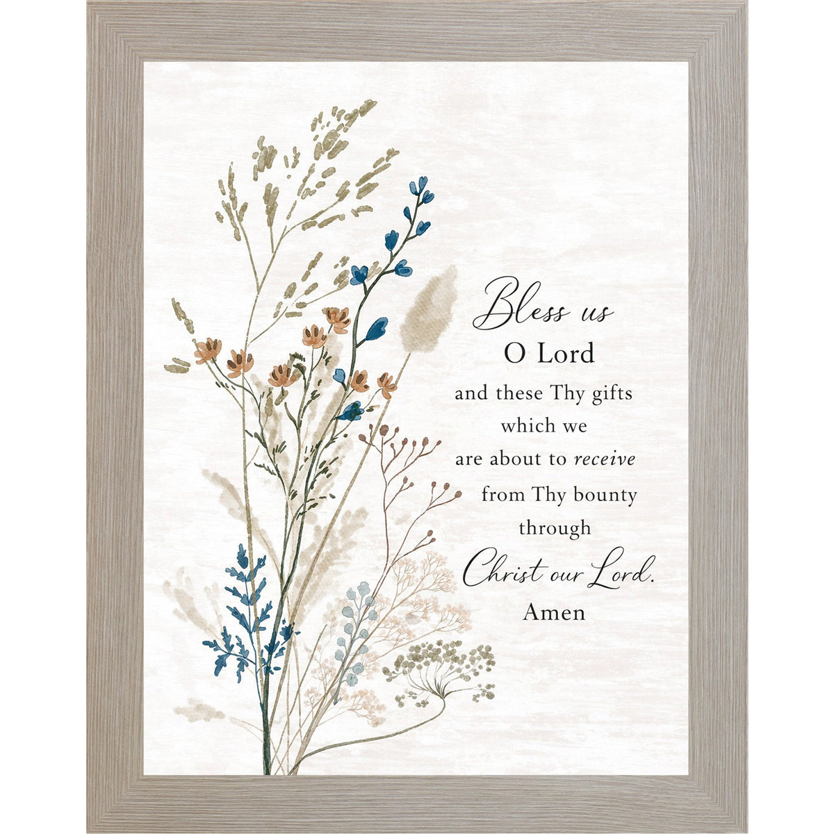 Bless Us O Lord Wall Art – Catholic Meal Prayer Wildflower Floral Christian Dining Room Decor (SA429)