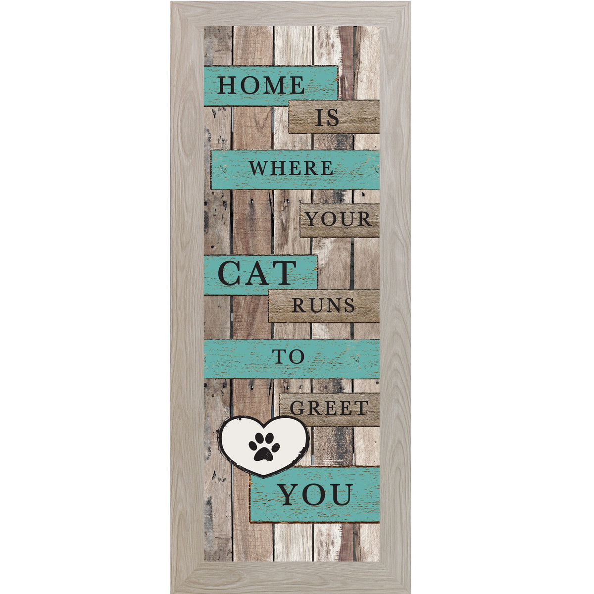 Home Is Where Your Cat Runs to Greet You Wall Art – Rustic Pallet Wood Cat Decor (SB923)