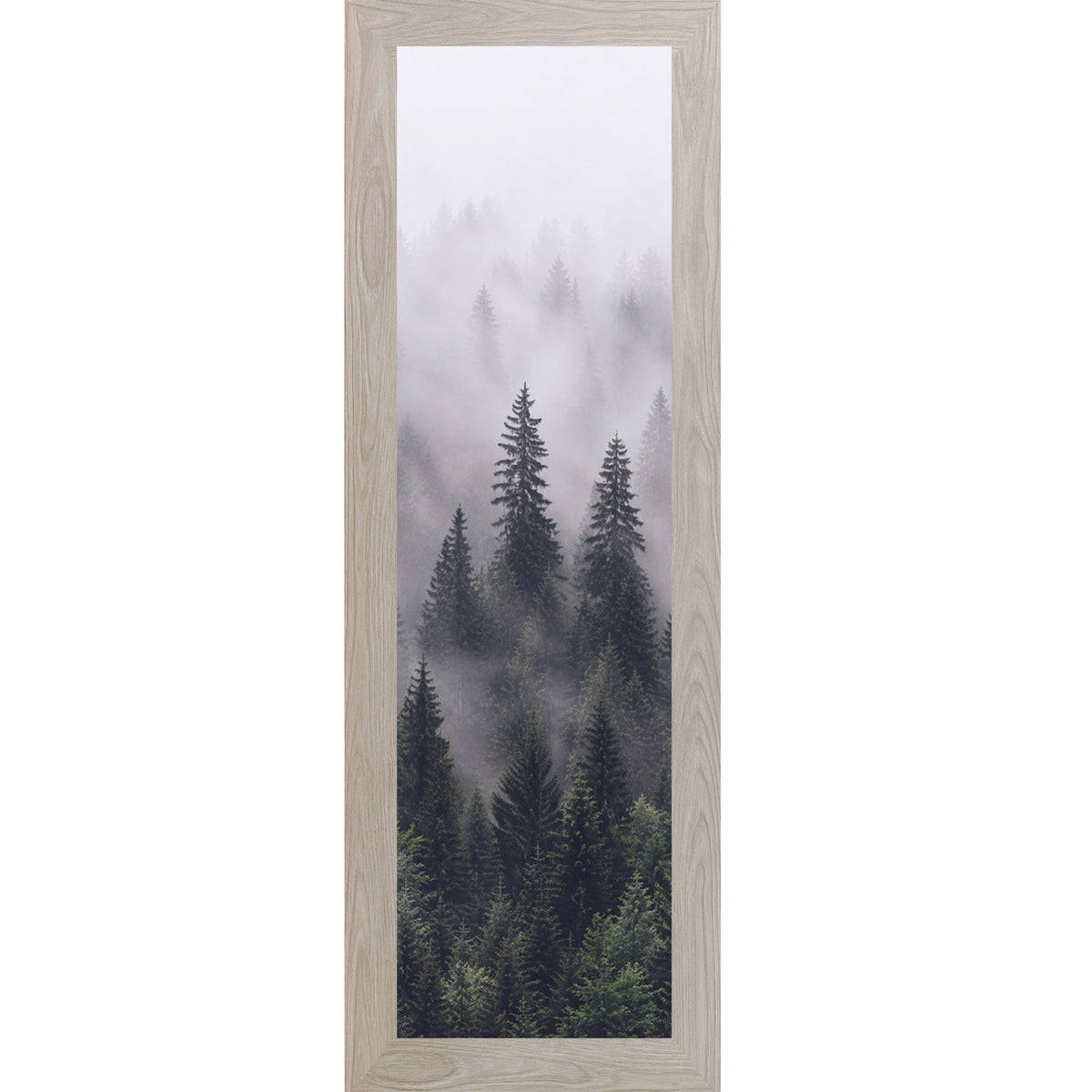 Misty Forest Wall Art – Tall Narrow Portrait Evergreen Pine Cabin Decor (SB945)