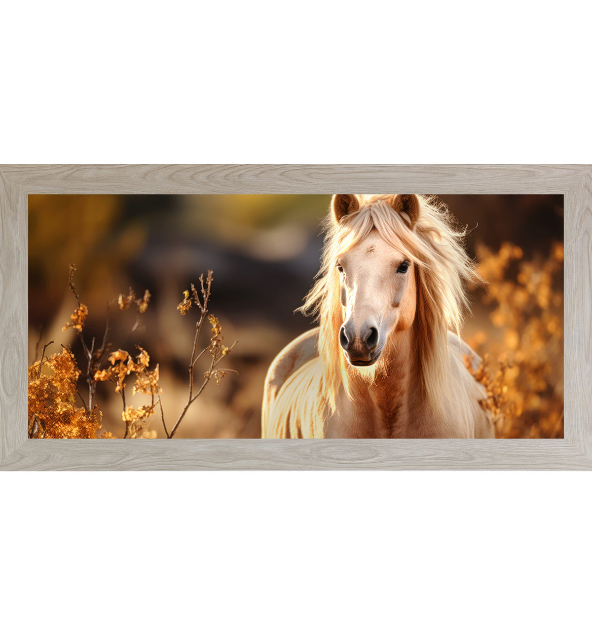 Palomino Horse Wall Art – Golden Autumn Wide Landscape Equine Decor (ZS105)