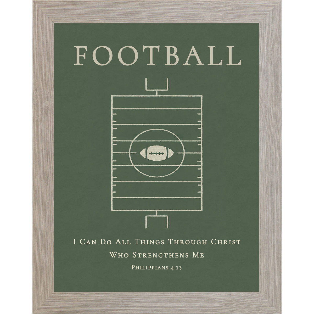 Football Wall Art – Philippians 4:13 Christian Football Decor – Boys Sports Room Wall Art (SB216)