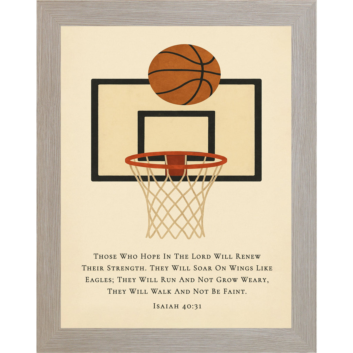 Isaiah 40:31 Basketball Hoop Wall Art – Christian Basketball Decor for Boys Room (SB210)
