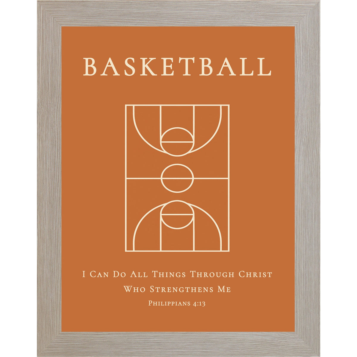 Philippians 4:13 Basketball Court Wall Art – Christian Basketball Decor for Boys Room (SB209)