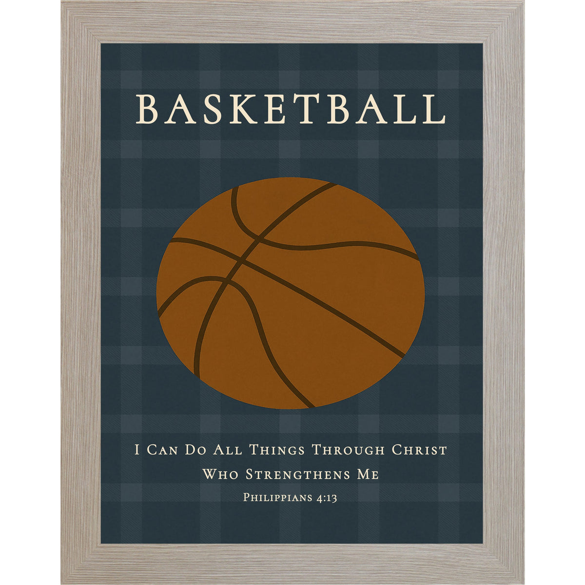 Philippians 4:13 Basketball Wall Art – Christian Basketball Decor for Boys Room or Sports Nursery (SB208)