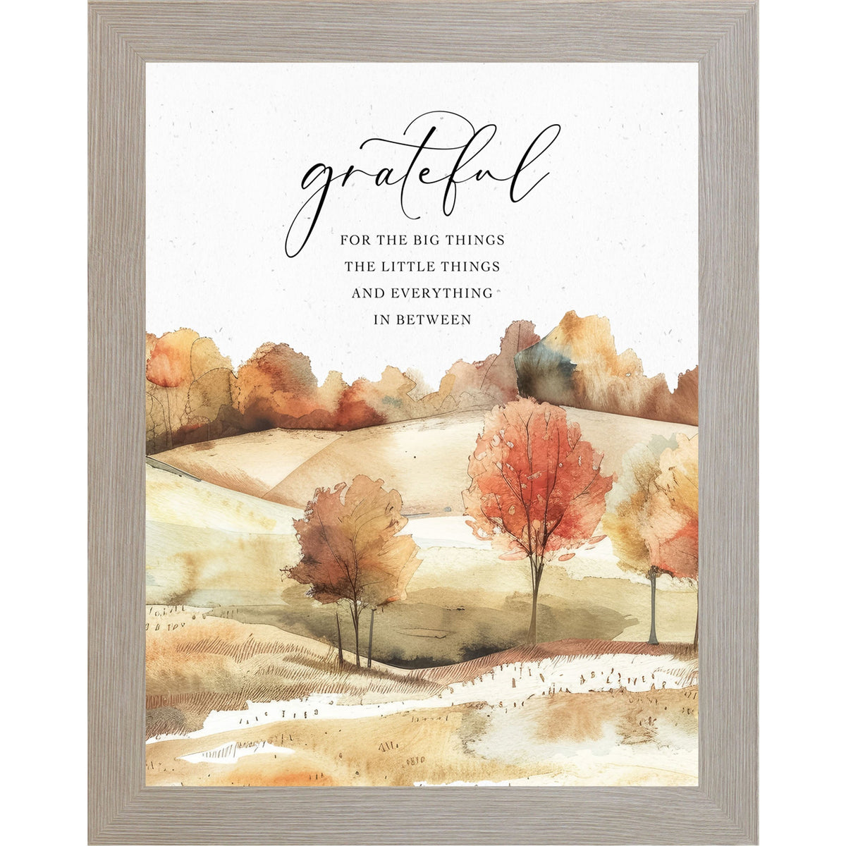 Grateful for the Big Things Wall Art – Watercolor Autumn Hills Fall Living Room Decor (NS361)