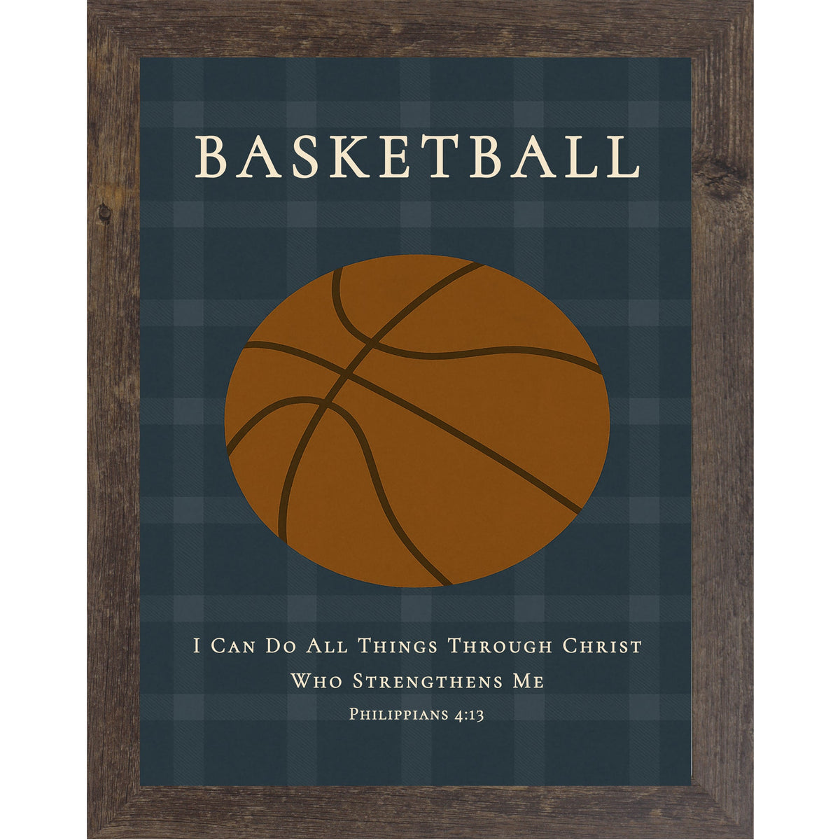 Philippians 4:13 Basketball Wall Art – Christian Basketball Decor for Boys Room or Sports Nursery (SB208)