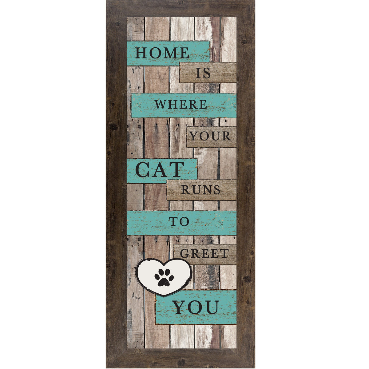 Home Is Where Your Cat Runs to Greet You Wall Art – Rustic Pallet Wood Cat Decor (SB923)