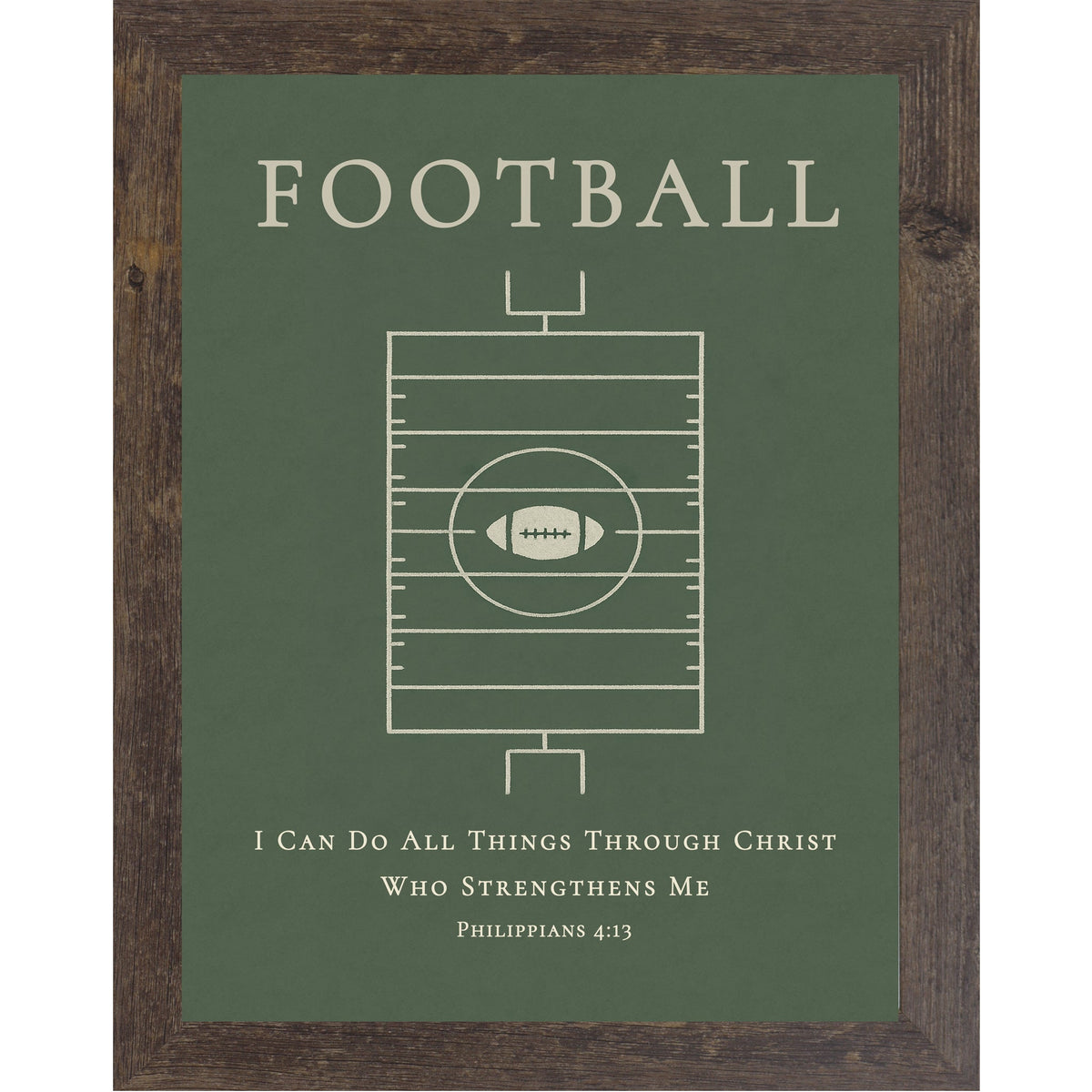Football Wall Art – Philippians 4:13 Christian Football Decor – Boys Sports Room Wall Art (SB216)