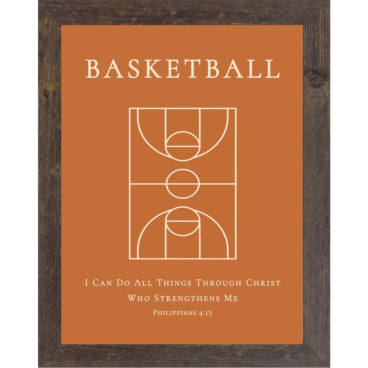 Philippians 4:13 Basketball Court Wall Art – Christian Basketball Decor for Boys Room (SB209)