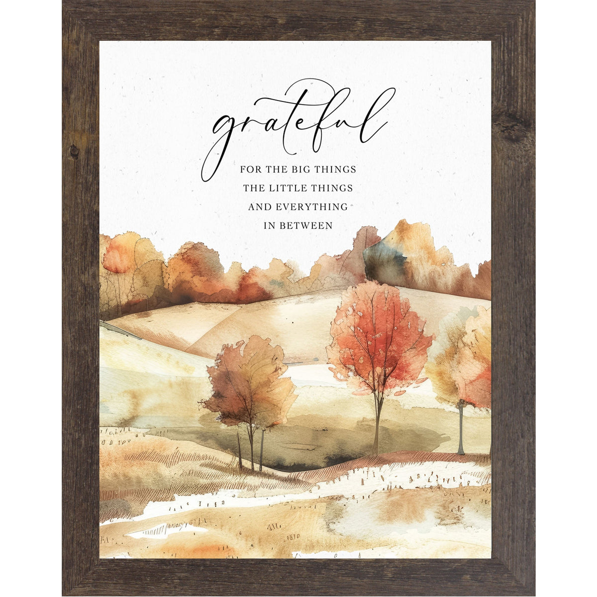 Grateful for the Big Things Wall Art – Watercolor Autumn Hills Fall Living Room Decor (NS361)