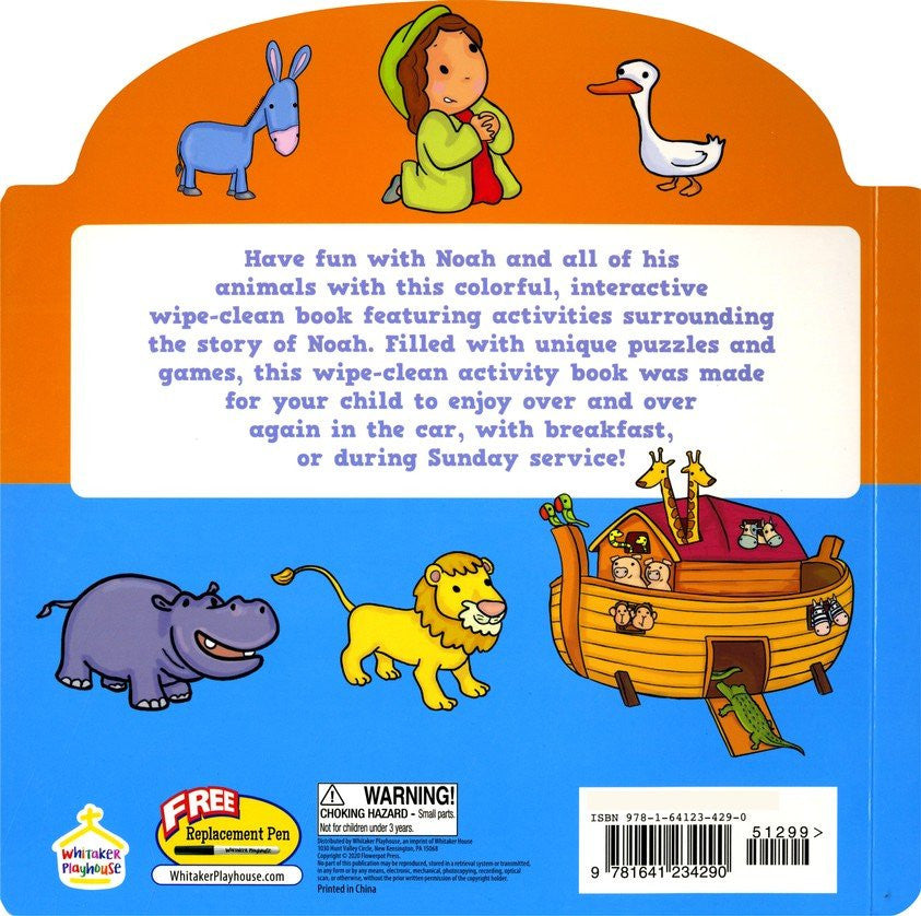 Wipe-Clean Activity Book - Noahs Animals (Inspired to Learn Series) Age 2-6