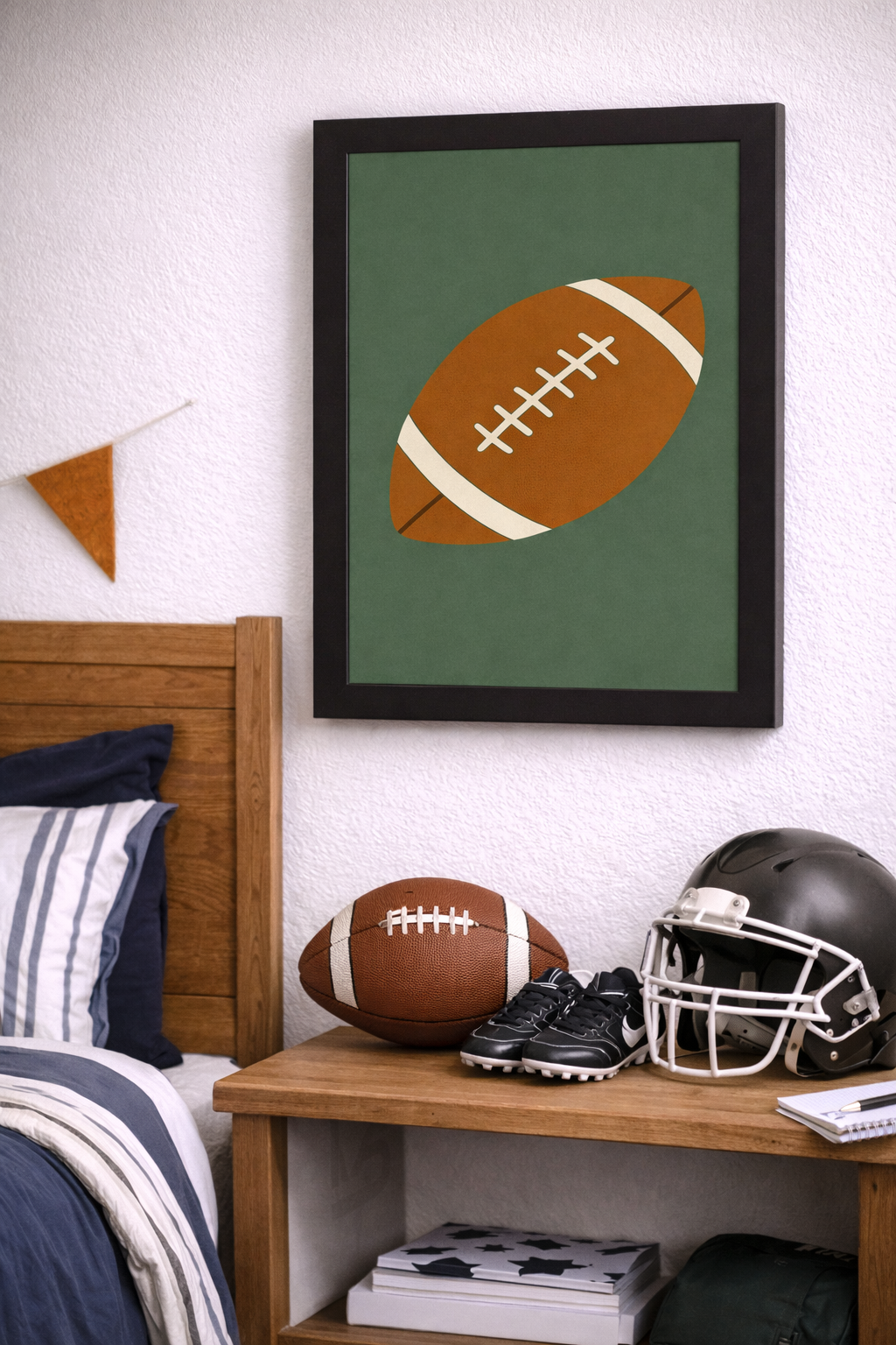 Football Wall Art – Minimalist Football Decor for Boys Room, Sports Nursery or Football Lovers – SB215