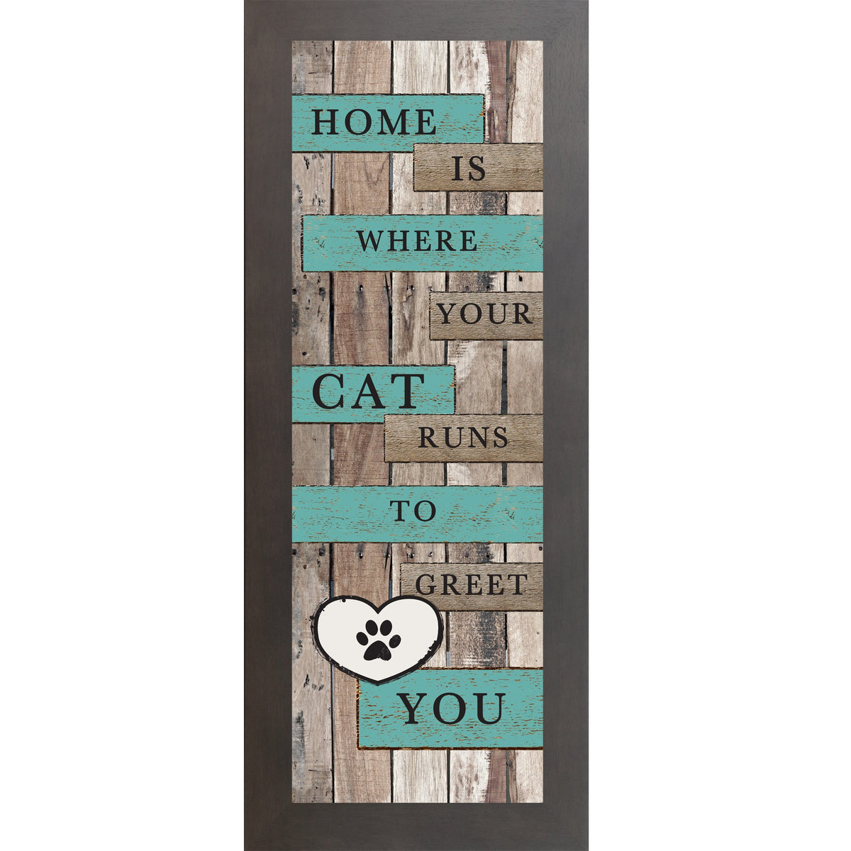 Home Is Where Your Cat Runs to Greet You Wall Art – Rustic Pallet Wood Cat Decor (SB923)