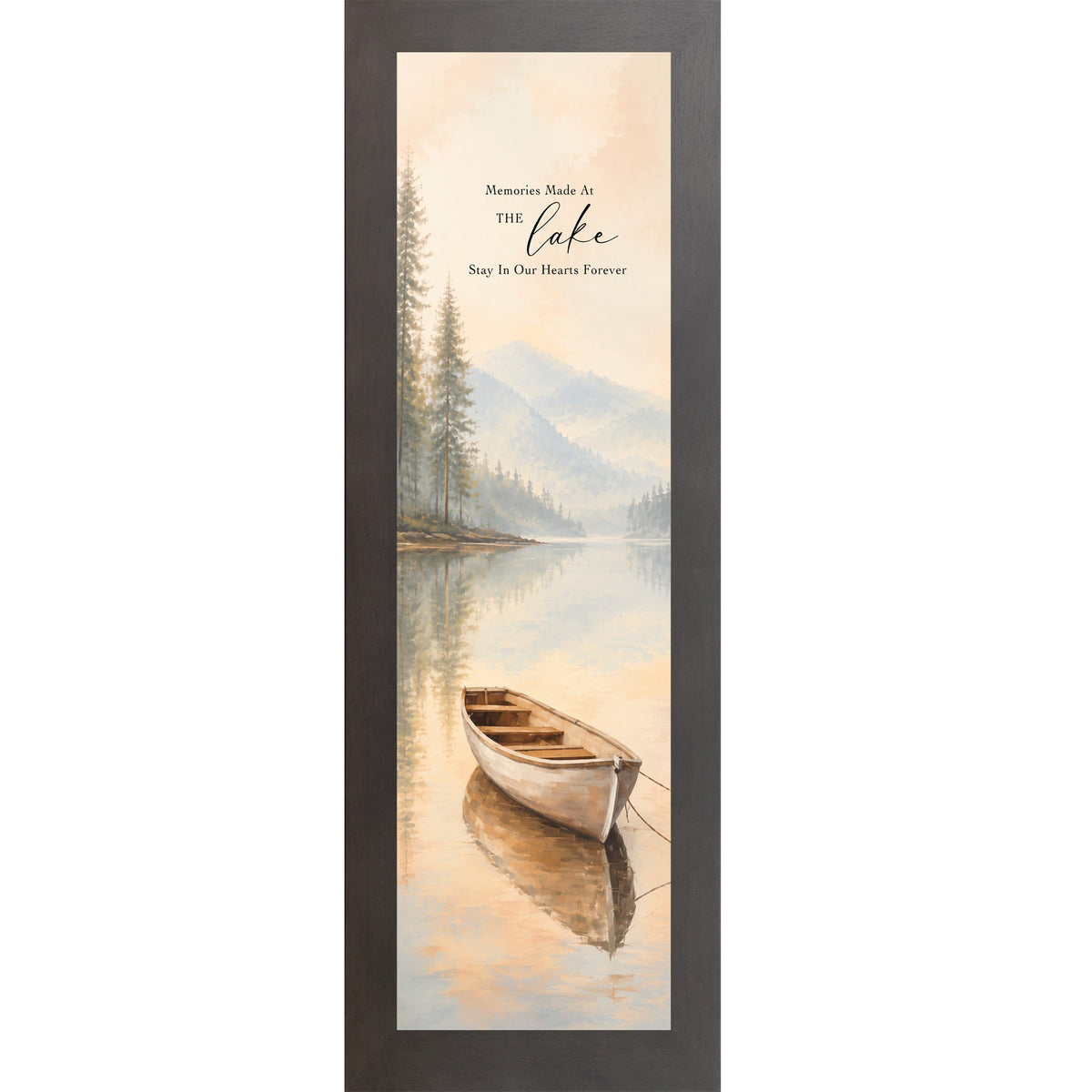Memories Made At The Lake Wall Art – Watercolor Rowboat Narrow Portrait Lake Decor (SB939)