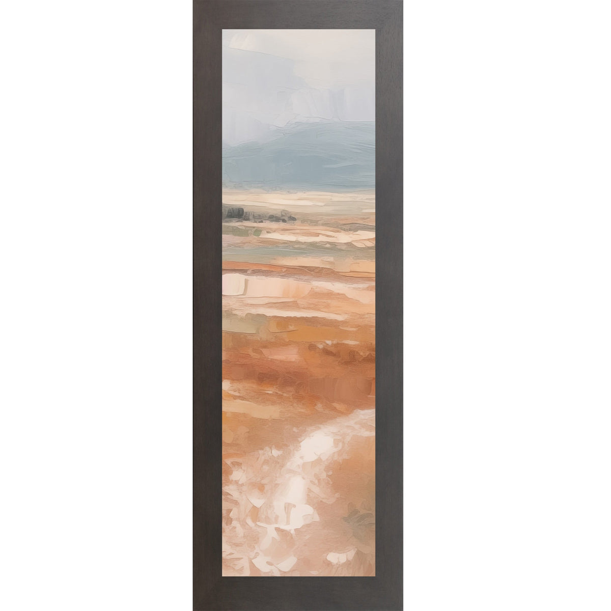 Terracotta Abstract Landscape Wall Art – Soft Peach Field Narrow Portrait Scenic Decor (SB934)