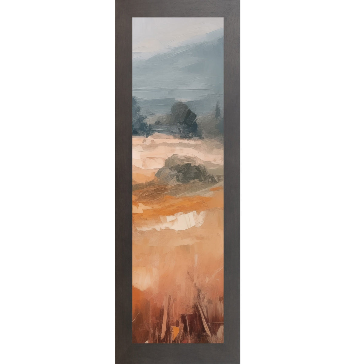 Terracotta Abstract Landscape Wall Art – Warm Orange Field Narrow Portrait Scenic Decor (SB935)