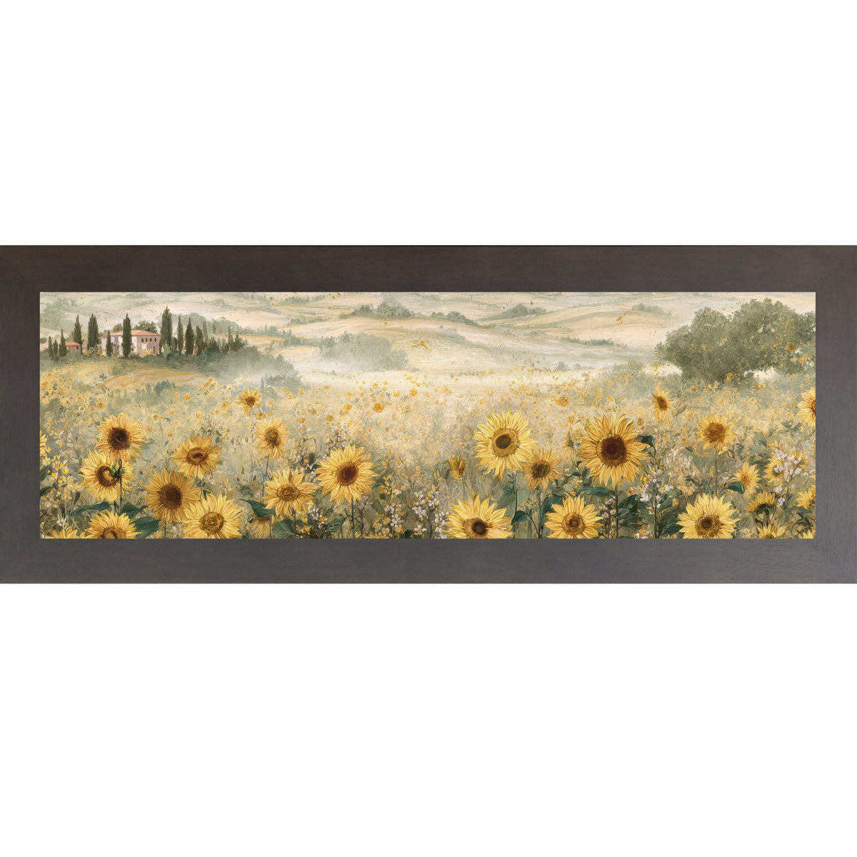 Tuscan Sunflower Field Wall Art – Italian Countryside Floral Wide Landscape Decor (SB921)