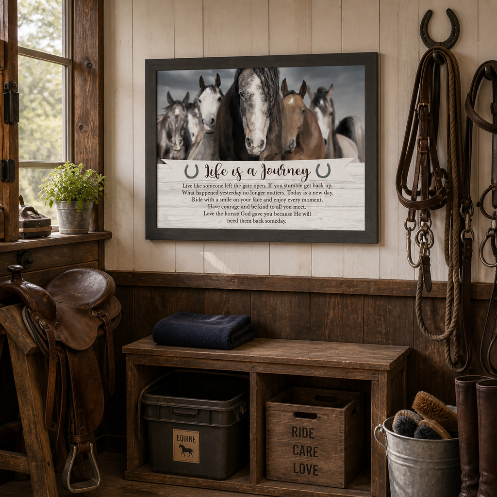 Life is a Journey Wall Art – Horse Herd Inspirational Equestrian Quote Decor (SSW6)