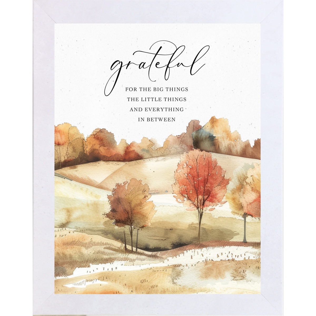 Grateful for the Big Things Wall Art – Watercolor Autumn Hills Fall Living Room Decor (NS361)