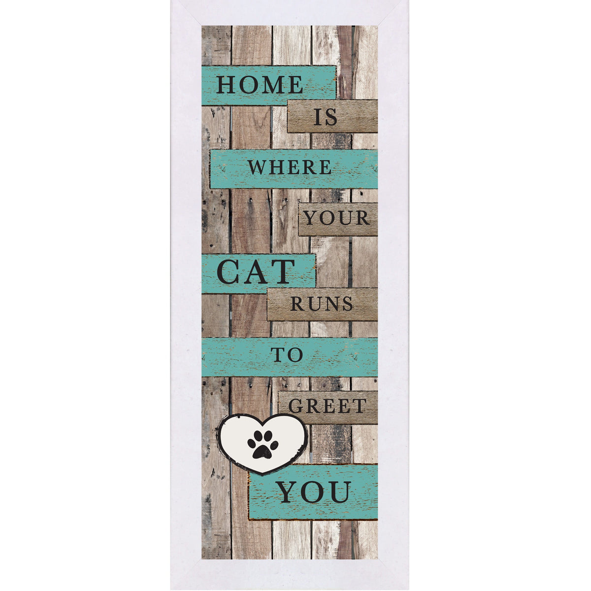 Home Is Where Your Cat Runs to Greet You Wall Art – Rustic Pallet Wood Cat Decor (SB923)