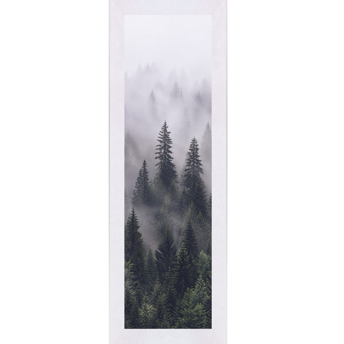 Misty Forest Wall Art – Tall Narrow Portrait Evergreen Pine Cabin Decor (SB945)