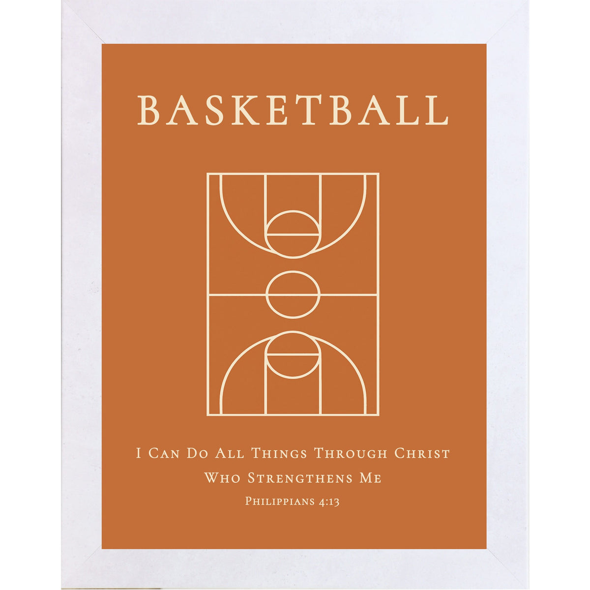 Philippians 4:13 Basketball Court Wall Art – Christian Basketball Decor for Boys Room (SB209)