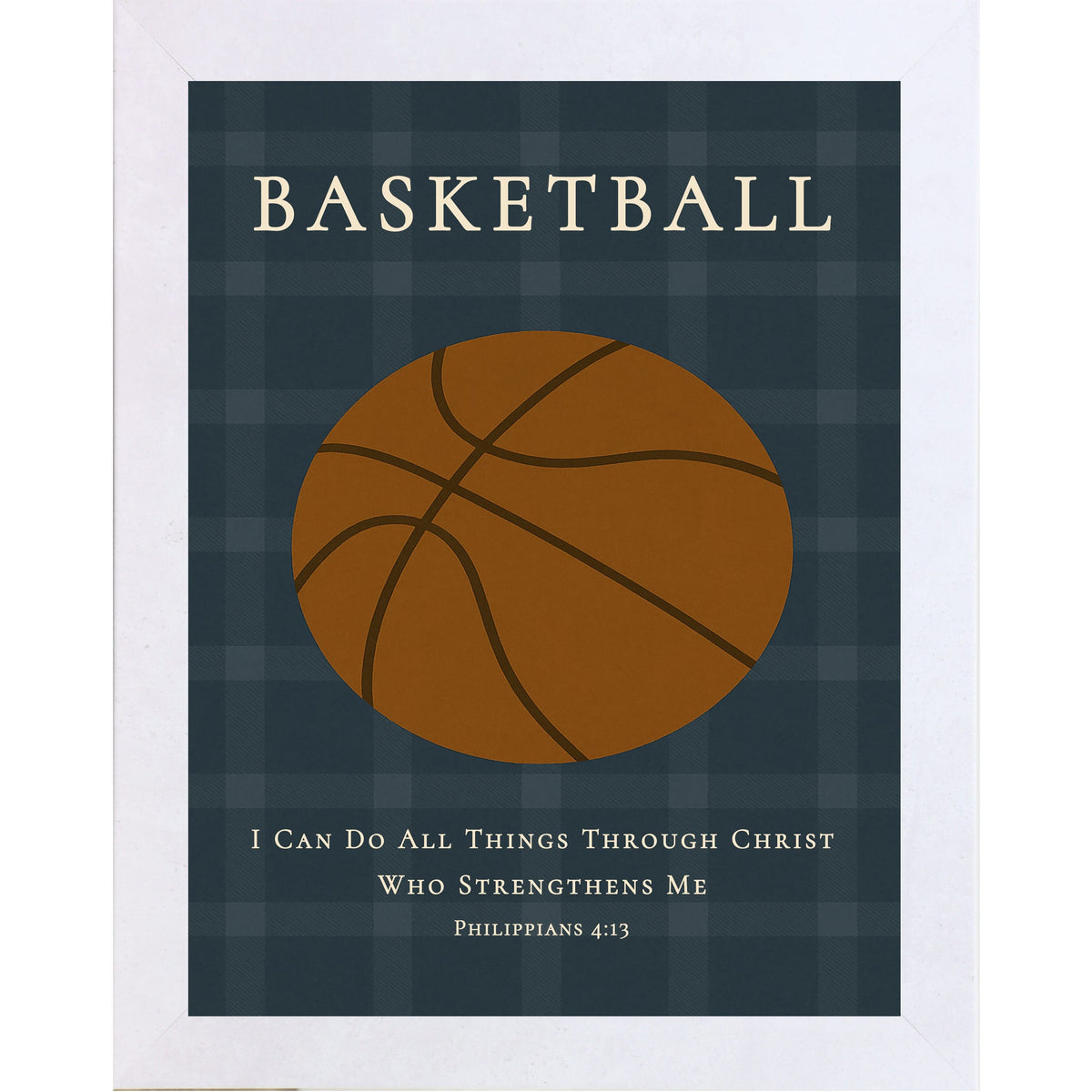 Philippians 4:13 Basketball Wall Art – Christian Basketball Decor for Boys Room or Sports Nursery (SB208)