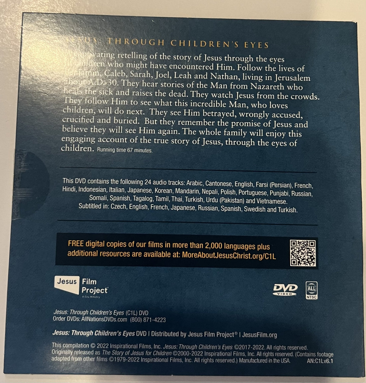 "Story of Jesus Through the Eyes of Children" LOWEST PRICE EVER (LIMITED TIME) 24 Language Edition - DVD Special (100 Pack) C1L