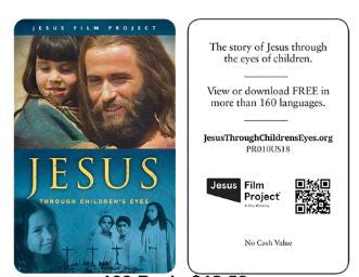 SPECIAL  "Story of Jesus Through the Eyes of Children" 24 Language Edition DVD Special (C1L),  50 DVDS PLUS  100 CHILDREN STEAMING CARDS