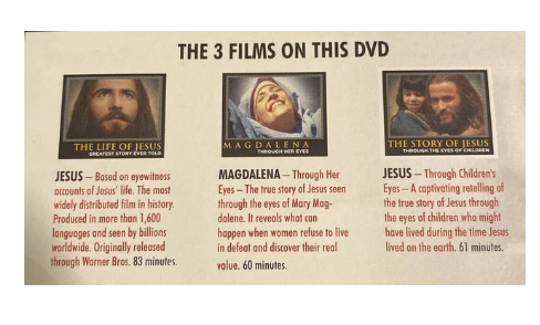 3 Jesus Film On 1 DVD in 8 Languages. (100 DVD Pack)