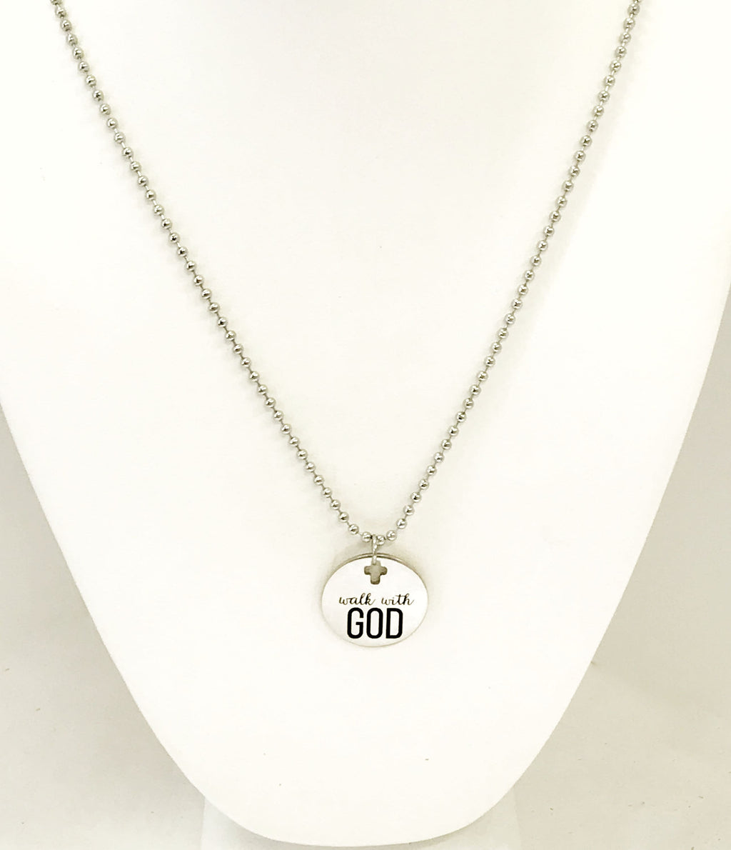 Christian Necklace, Necklace For Him, Walk With God Necklace, Christian Gift, Christian Jewelry, Scripture Gift, Religious Gift For Him