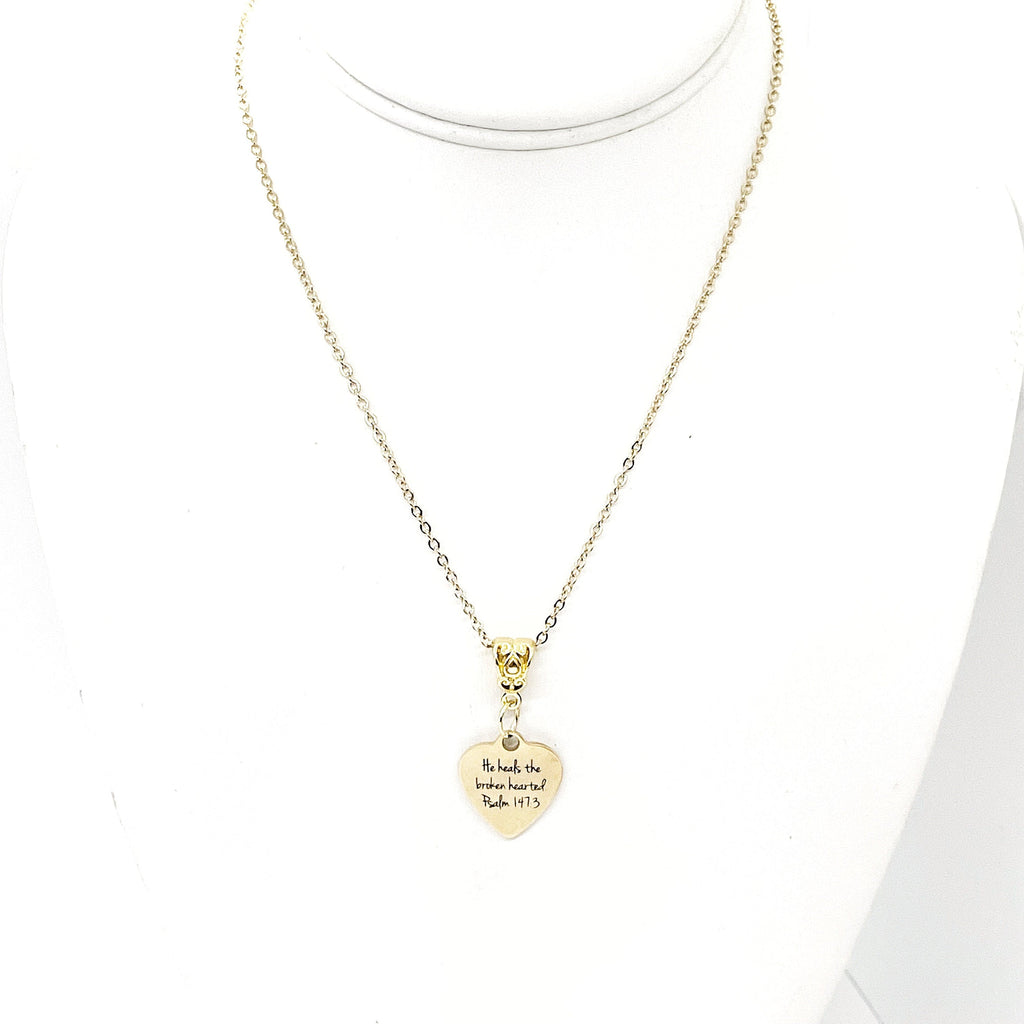 Faith Gift, He Heals The Brokenhearted Necklace, Sympathy Gift, Psalm 147 3, Christian Jewelry, Faith Jewelry, Christian Woman Gift For Her